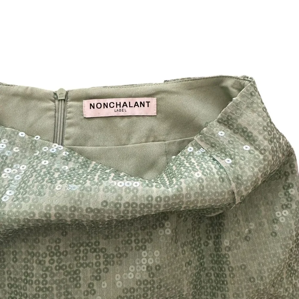 NONCHALANT Christy Sequined Mini Skirt Sage‎ Green X-Small